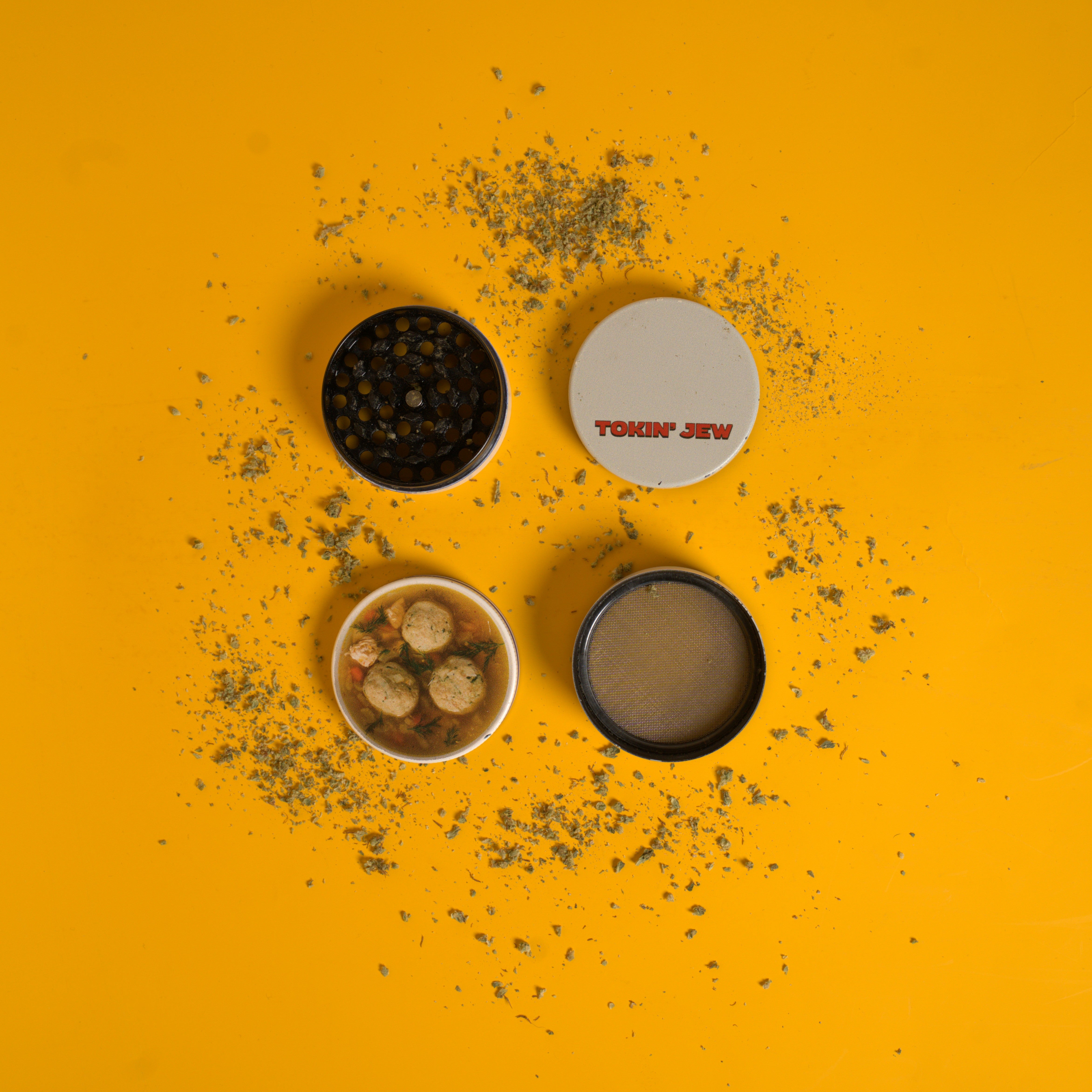 Tokin' Jew matzo Ball Soup Grinder on a yellow background